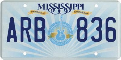 MS license plate ARB836