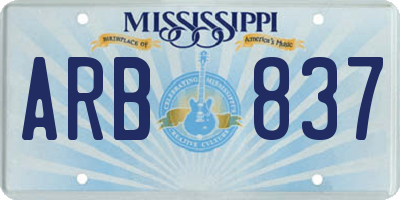 MS license plate ARB837