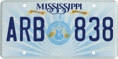 MS license plate ARB838