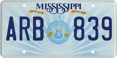 MS license plate ARB839