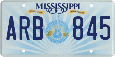 MS license plate ARB845