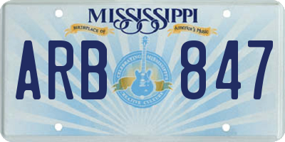 MS license plate ARB847