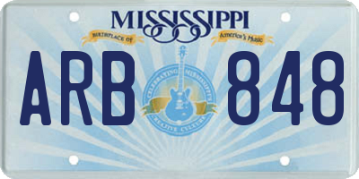 MS license plate ARB848