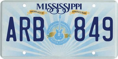 MS license plate ARB849