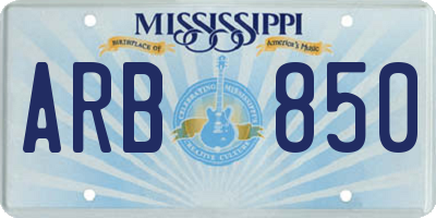 MS license plate ARB850