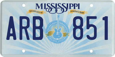 MS license plate ARB851