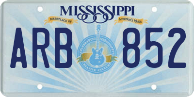 MS license plate ARB852