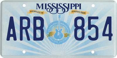 MS license plate ARB854