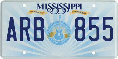 MS license plate ARB855