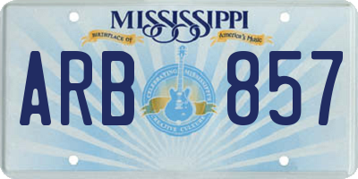 MS license plate ARB857