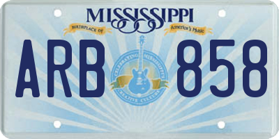 MS license plate ARB858