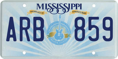 MS license plate ARB859