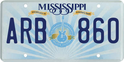 MS license plate ARB860