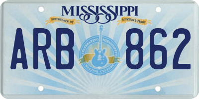 MS license plate ARB862
