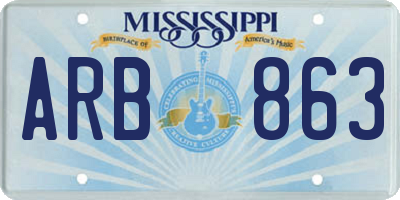 MS license plate ARB863