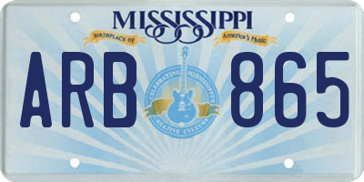 MS license plate ARB865