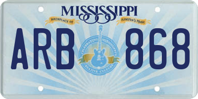 MS license plate ARB868