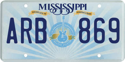 MS license plate ARB869