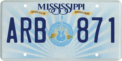 MS license plate ARB871