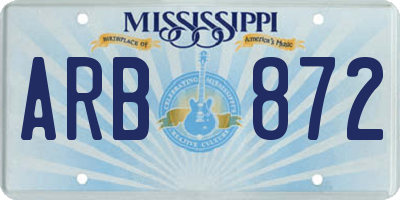 MS license plate ARB872