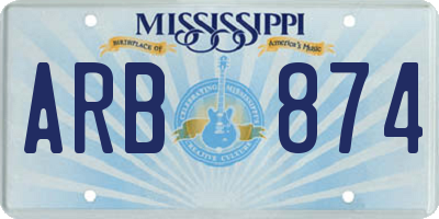 MS license plate ARB874