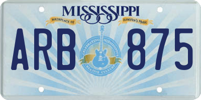 MS license plate ARB875