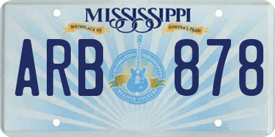 MS license plate ARB878