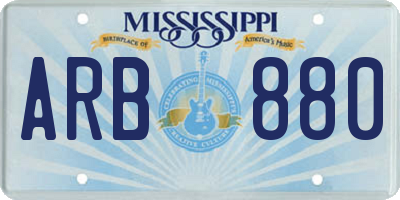 MS license plate ARB880