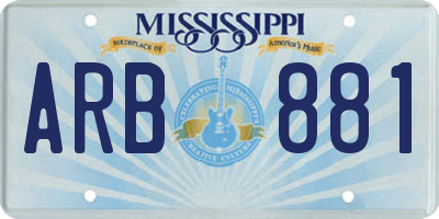 MS license plate ARB881