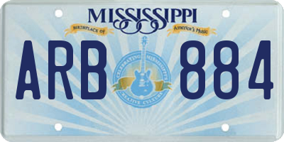 MS license plate ARB884