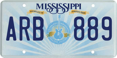 MS license plate ARB889