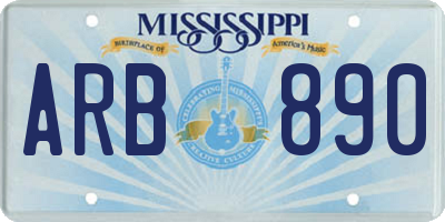 MS license plate ARB890