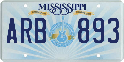 MS license plate ARB893