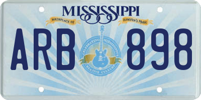 MS license plate ARB898