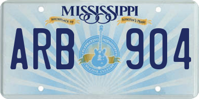 MS license plate ARB904
