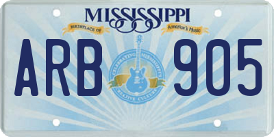 MS license plate ARB905