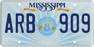 MS license plate ARB909
