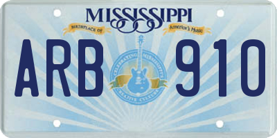 MS license plate ARB910