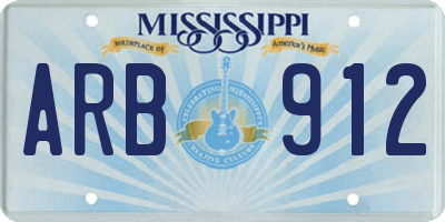 MS license plate ARB912