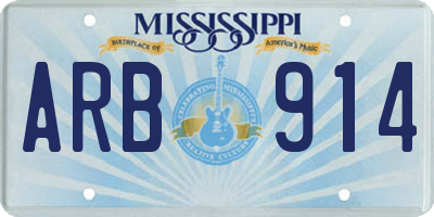 MS license plate ARB914