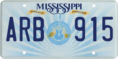 MS license plate ARB915