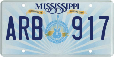 MS license plate ARB917