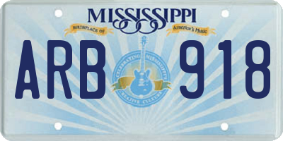 MS license plate ARB918