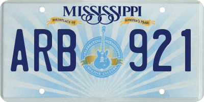 MS license plate ARB921