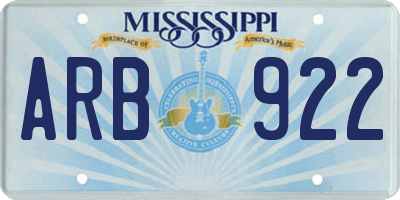 MS license plate ARB922