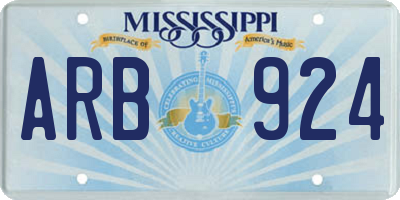 MS license plate ARB924