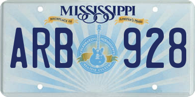 MS license plate ARB928