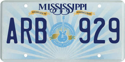 MS license plate ARB929