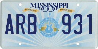 MS license plate ARB931