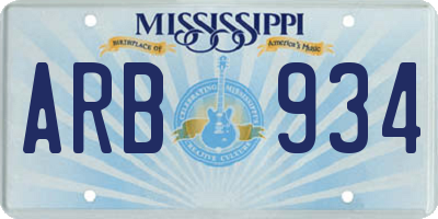 MS license plate ARB934